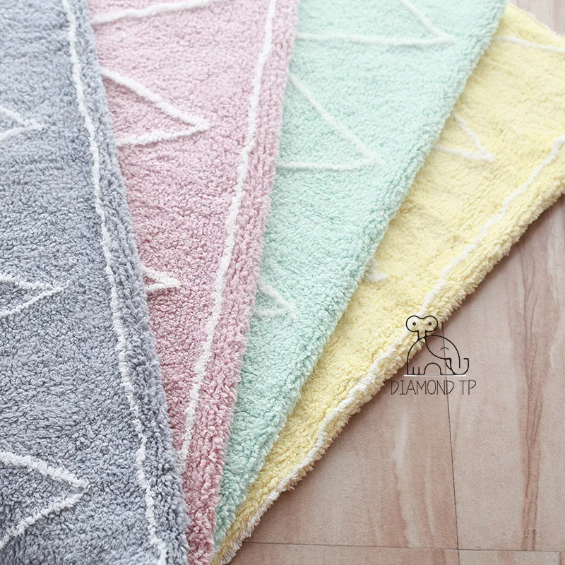 Nordic Children Carpet 150x110cm Fringed Wavy Cotton Floor Mat Baby Play Rug Carpets for Living Room Baby Photo Background Pad