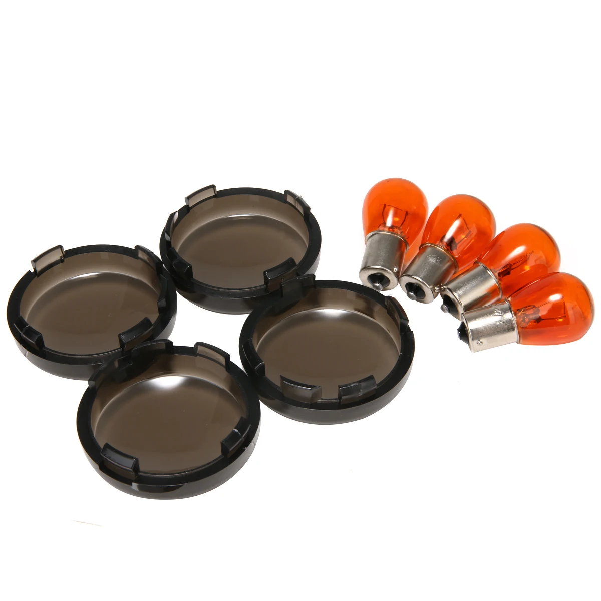 MAYITR 4SRTS Moto Turn Signal Lens With Amber Bulb Kit Direct Installation High Quality Lamp Smoked Case Cover For 883exc