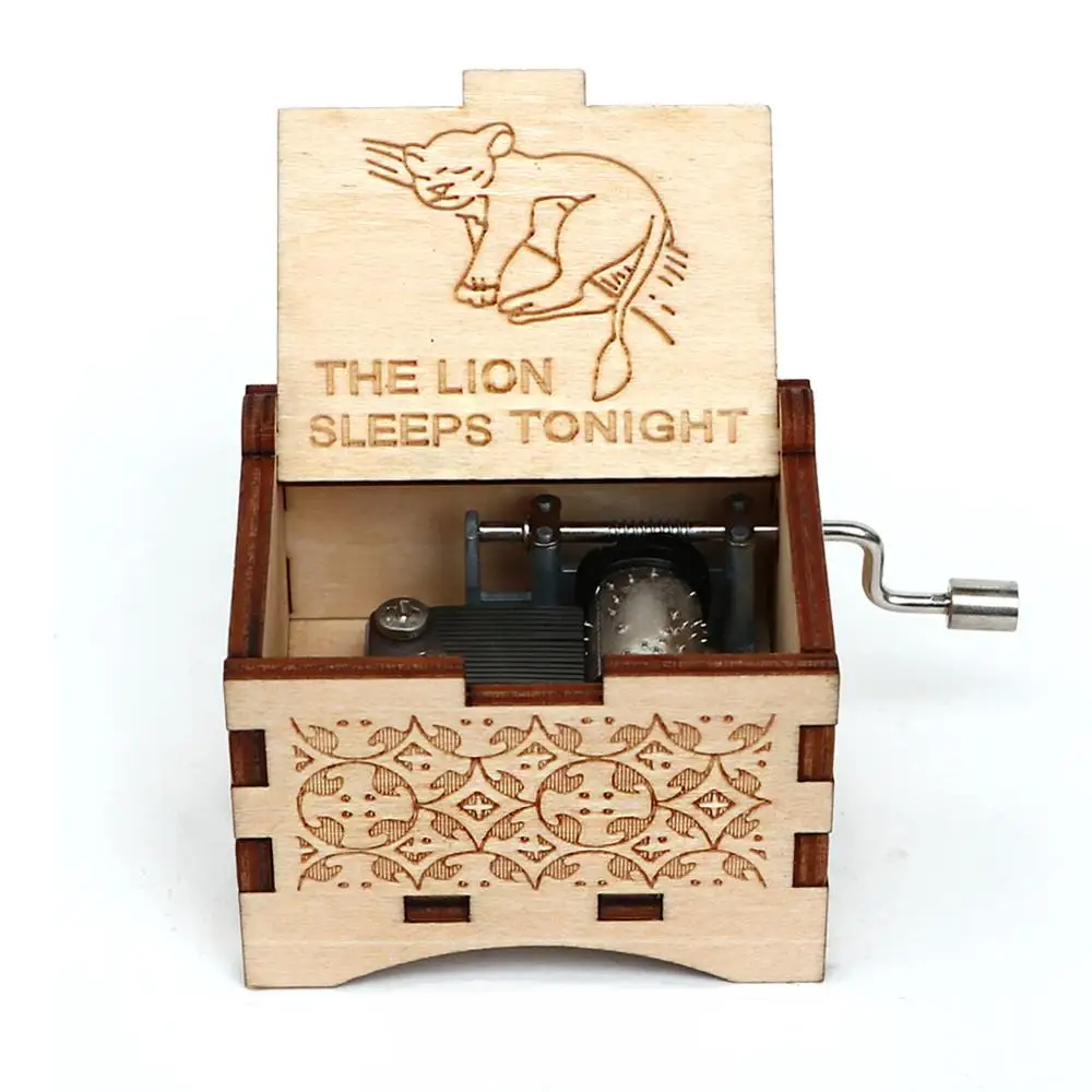 

The Lion Sleeps Tonight Wood Hand Crank Music Box Game of Thrones Star Wars Wooden Musical Box Christmas Birthday Gifts