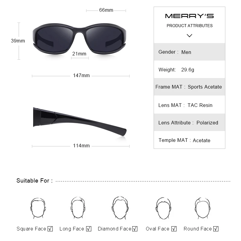 Beste MERRYS ONTWERP Mannen Gepolariseerde Outdoor Sport Zonnebril Mannelijke Bril Glazen Voor Rijden UV400 Bescherming S9027