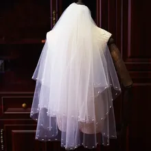 Белый тюль короткая свадебная фата с жемчужная расческа 70 см женские свадебные аксессуары для волос