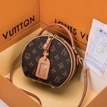 

2020 New Fashion Mini Cow Leather Small Round Bags High Quality Shoulder Messenger Bags Famous Designer Women Purse and Handbags