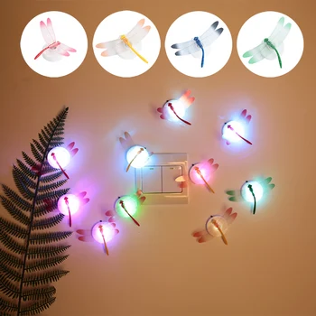 

LED Dragonfly Wall Stickers Glowing 3D Dragonfly Christmas Decoration Ornament Bedroom Luminous Removable