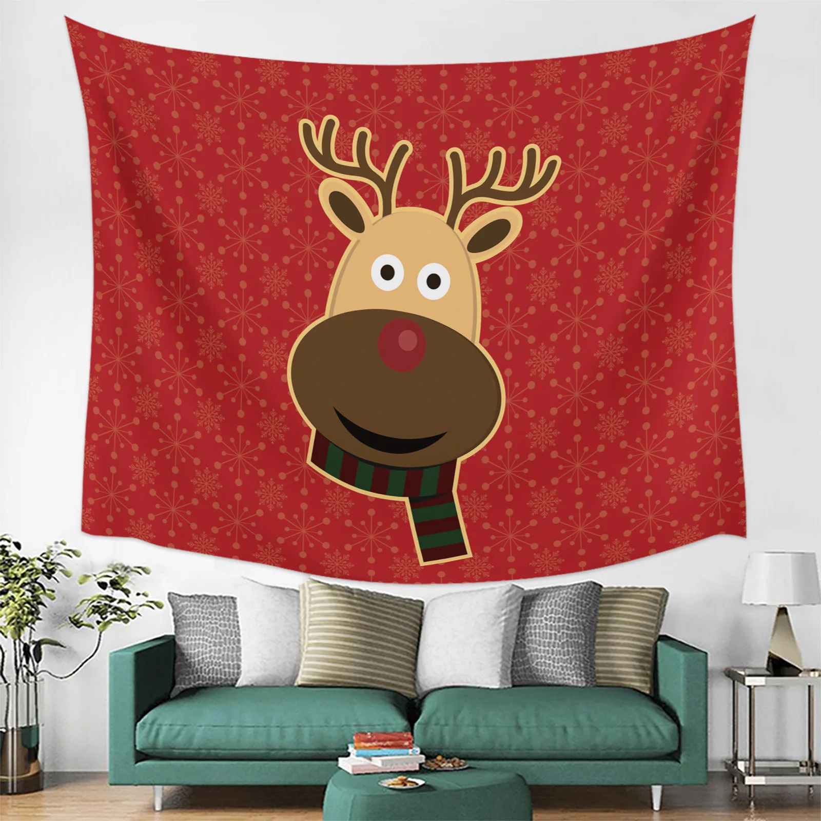 

New Christmas tapestry home decoration wind Christmas elk background cloth bedside hanging cloth