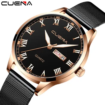 

Simple Man Watch Stainless Steel Mesh Three Eyes Six Needle Quartz Wrist Watch Male Concise Outdoor Busine Watch zegarek meski