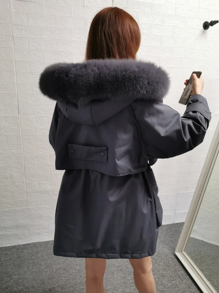 Большой натуральный Лисий мех с капюшоном утка вниз пальто женские модные зимние толстые теплые пальто из натурального Лисьего меха негабаритная теплая верхняя одежда F04