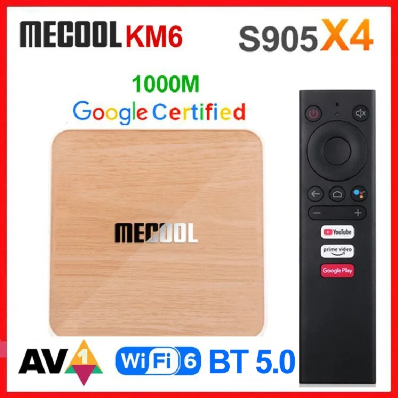 Mecool KM6 Deluxe ATV Android 10 Amlogic S905X4 AndroidTV 10,0 certificado por Google WiFi Dual 6 1000M 4GB 64GB reproductor multimedia GB 2G16G