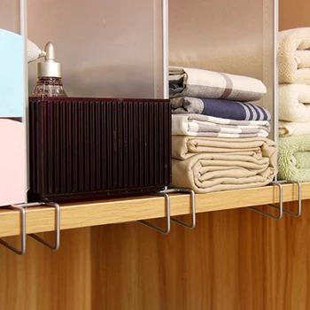 

4 Pcs Closet Divider Shelf Clip Holders Clothes Storage PP Bathroom Removable Space Saving Wardrobe Drawer Organizer Wire Design