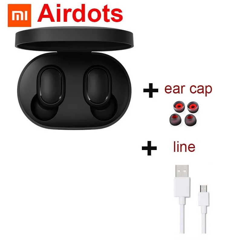 Новые Xiao mi Red mi AirDots Bluetooth наушники TWS ga mi ng гарнитура наушники Handsfree mi AirDots наушники для Android iphone - Цвет: add line cap