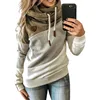 Otoño de las mujeres tres pespuntes de Color cordón Casual con capucha de moda con tapa manga larga cuello Tops de talla grande negro sudadera ► Foto 3/6