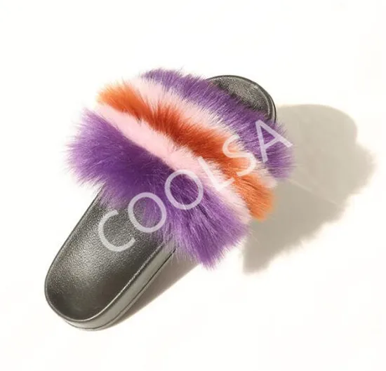 Женские зимние ботинки с искусственным лисьим мехом пушистые плюшевые ботинки Комплекты сумок женские высокие зимние ботинки на меху женские пушистые шлепанцы дождевые повязки на голову - Цвет: slippers