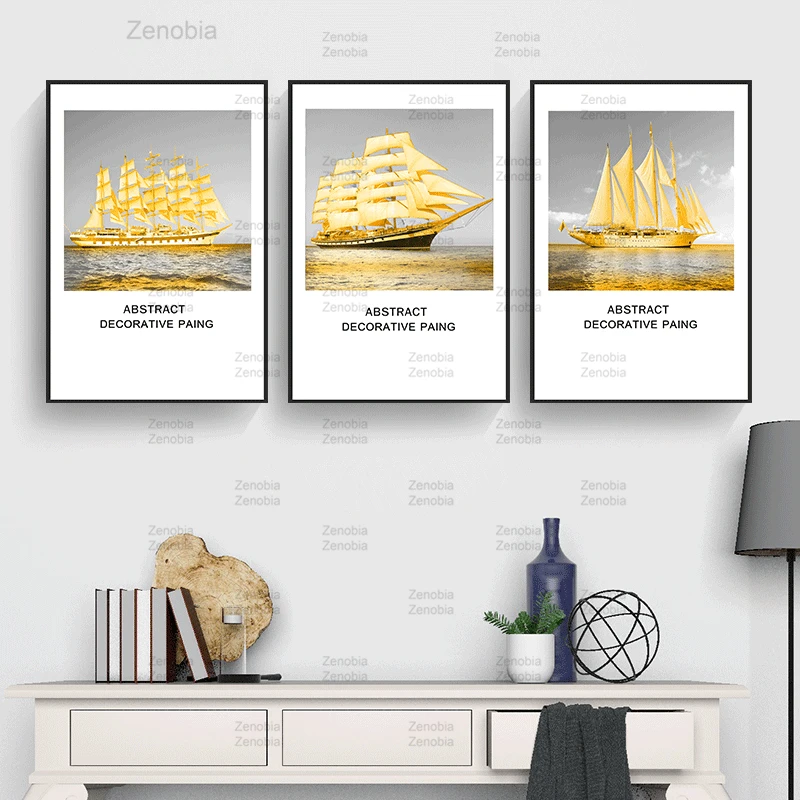 

Yellow Sailboat Wall Art Canvas Painting Nordic Decoration Modular Hd Posters and Prints Picture for Living Room Home Decoration