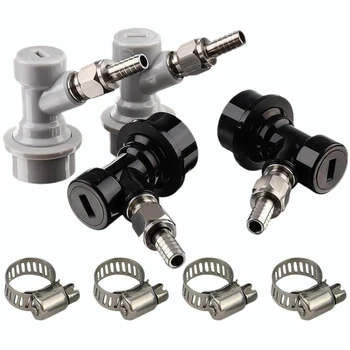 

Ball Lock Keg Disconnect Set Ball Lock Mfl 1/4 Thread Ball Lock Keg Fittings with Hose Clamps Stainless Steel 5/16Inch Swivel Nu