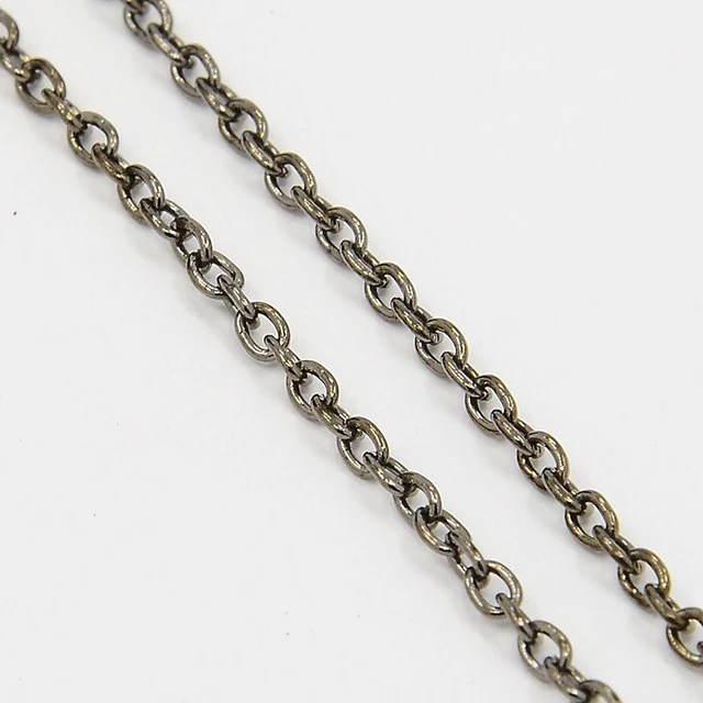 Gunmetal 100 м железная поперечная цепь без свинца и никеля, античный бронзовый цвет, подходит на катушке, Размер: цепь: Около 3 мм в длину, 2 мм в ширину, 0,5 мм - Цвет: Gunmetal