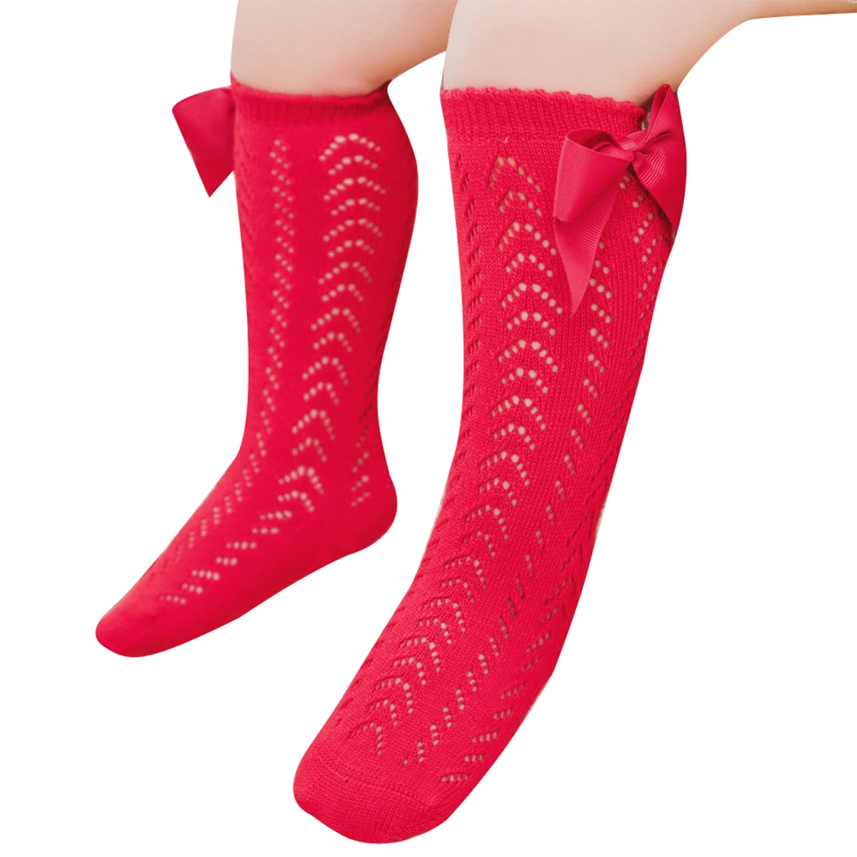 Princess Baby Girls Stockings Newborn Warm Solid Color Long Tube Leggings with Bowknot Decoration 0-3Years kids pantyhose solid color pantyhose toddler tights kids leggings