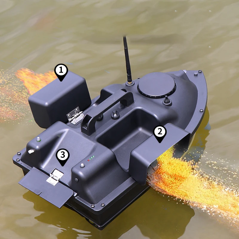 Bateau Appât Télécommandé 500m - 5200 MAh, Charge 2kg, LED, IP65 - Vert