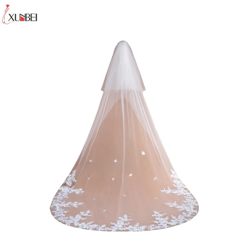 3m Long Lace Cathedral Wedding Veil With Comb One Layer Applique White Ivory Bridal Headwear 2020 Cheap Wedding Hair Accessories