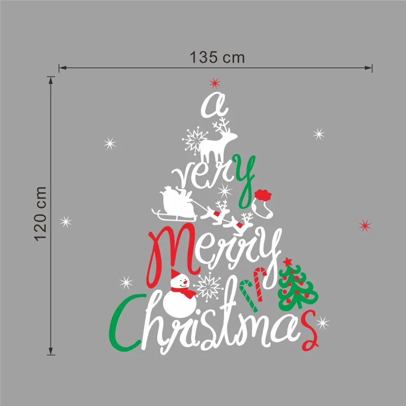 Merry Christmas декоративные элементы "Дерево" наклейки на стену для магазина украшения для офиса дома виниловая наклейка Рождественский фестиваль настенное искусство