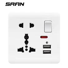 SRAN 5-hole многофункциональный универсальный источник питания домашняя USB Розетка с выключателем настенный светильник Новые поп-розетки с usb