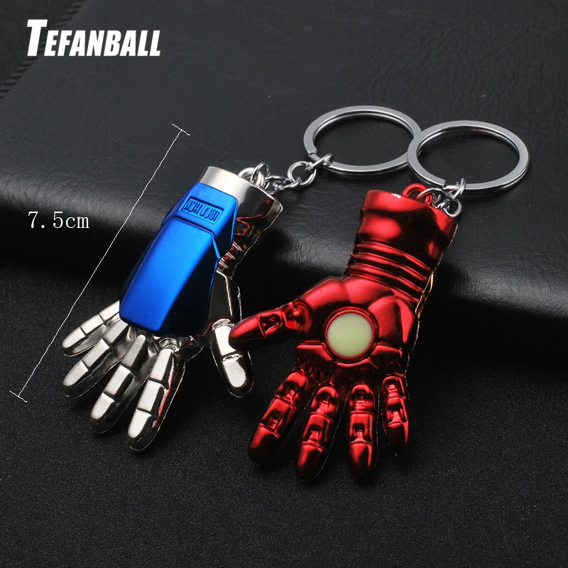 

4 Color Light Super Hero The Avengers Iron Man Hand Keychain Metal Key Chain Alloy For Car Key Ring Chain Audi ornaments