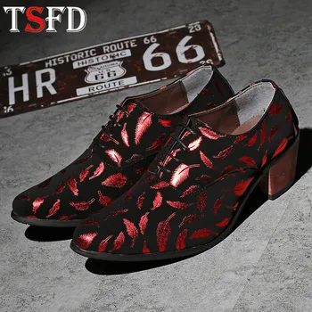 

Slip-on Men's Shoes Simple Men's Sneakers Office Shoes Men Dress Shoes Increase Moccasins Men Heels Red Leather Oxford Shoes Y16