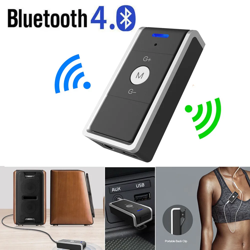 Bluetooth адаптер музыкальный приемник 2,4 Гц Клип Комплект беспроводной связи Bluetooth для автомобиля Hands free 3,5 мм разъем AUX аудио приемник адаптер