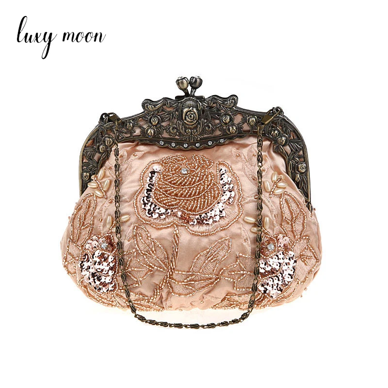 

Дизайнерские сумки с вышивкой в стиле ретро, роскошные кошельки и сумки, сумка с бусинами, клатч с блестками, сумочка с цепочками, вечерняя сумка на плечо, Z348