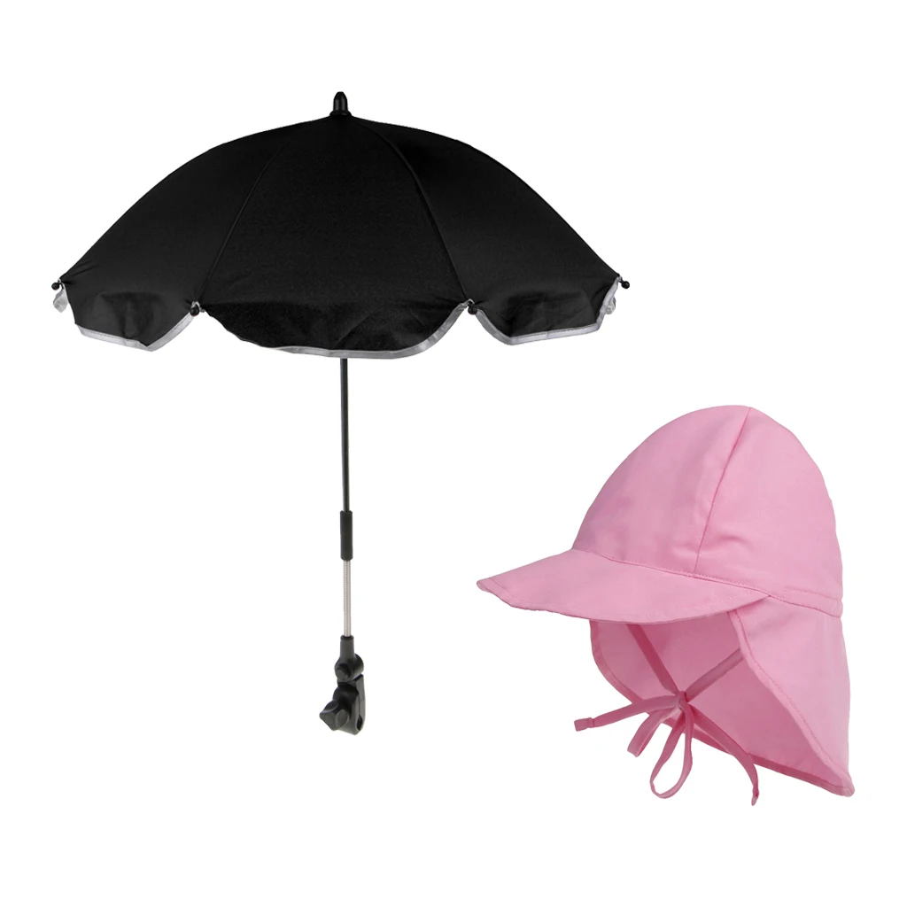 Kids Toddlers Sun UV Protective Summer Hat & Pram Parasol Stroller Umbrella