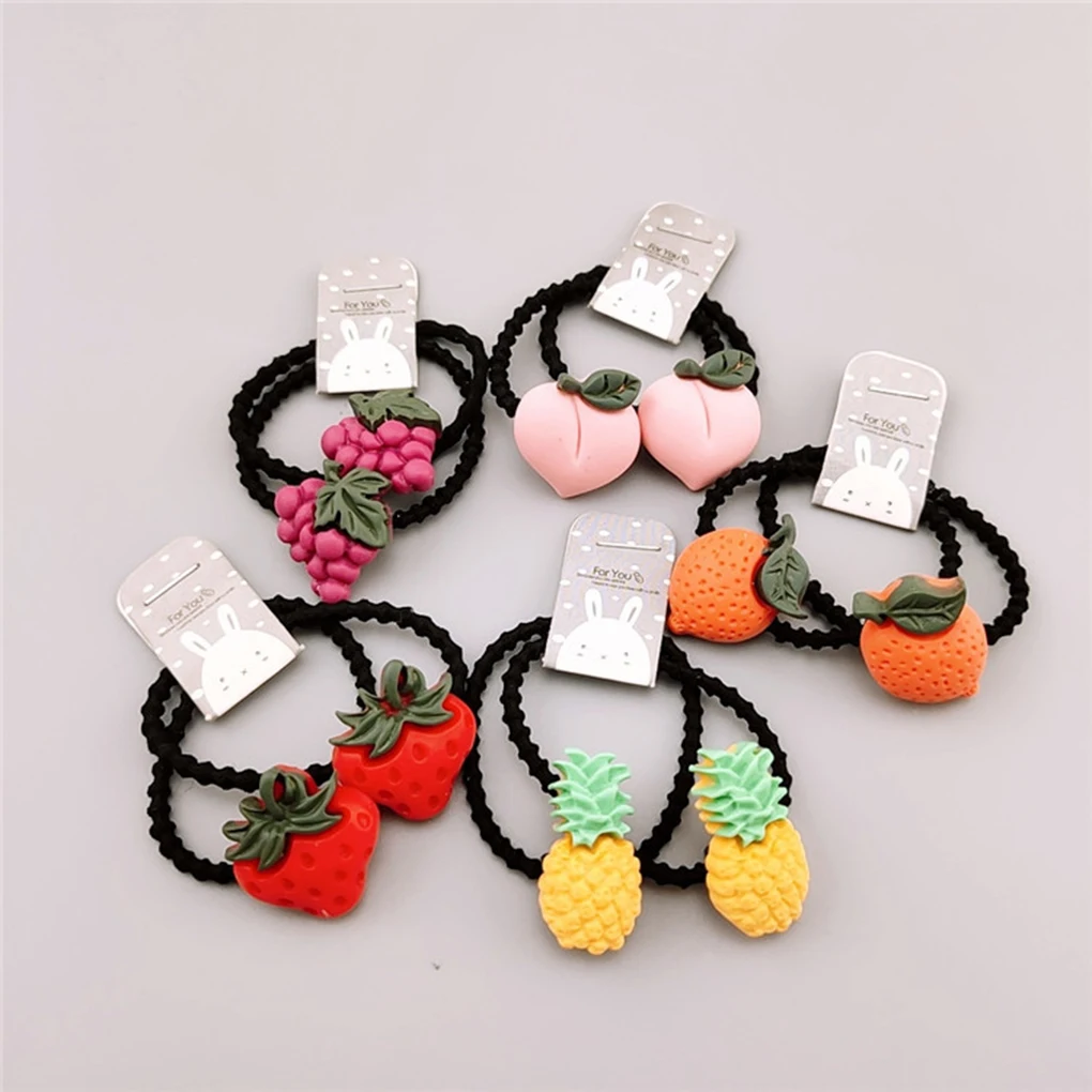 10pcs Cartoon Toddlers Elastic Hair Ties Girls Hair Ropes Kids Ponytail Holder Random Color