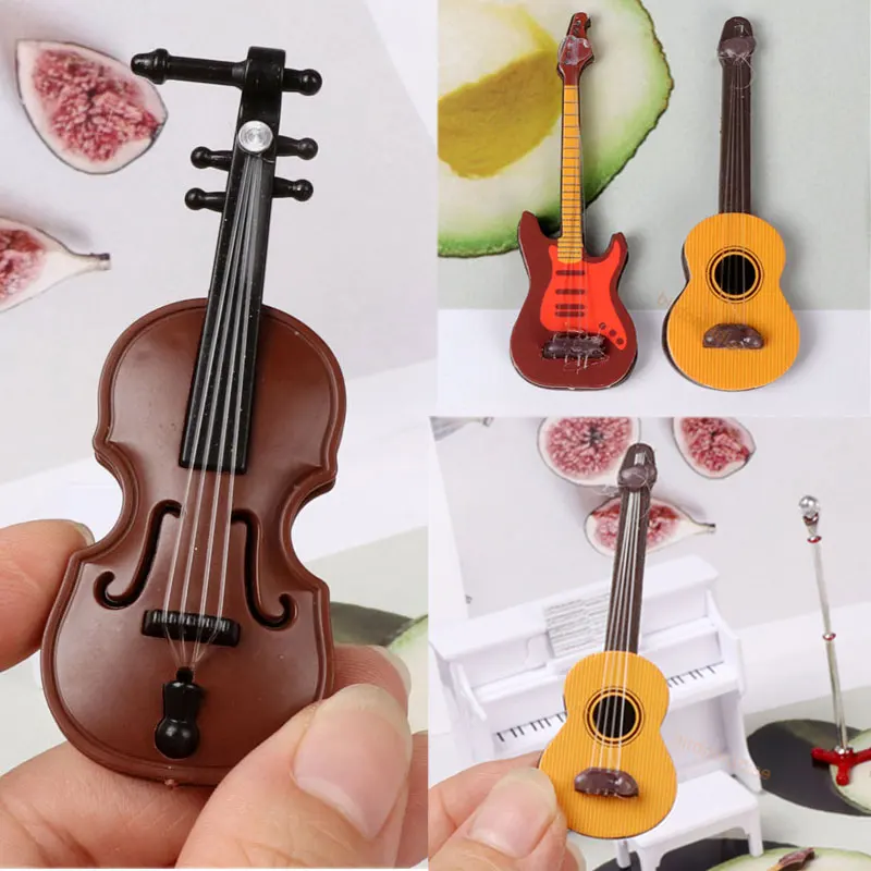 1/12 Dollhouse Accessories Miniatures Violin Guitar Musical Instruments Model Toys Dolls Furniture for Barbie Ob11 Dolls House 6