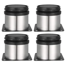 4pcs Stainless Steel Hardware Adjustable Furniture Legs Round Cabinet Table Feet Sofa TV Desk Heavy Duty Bed Foot Worktop Bar