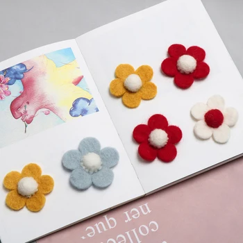 

Super large wool felt poke music contrast color lovely children's fun flower DIY hand Hair Pin Earring accessories material