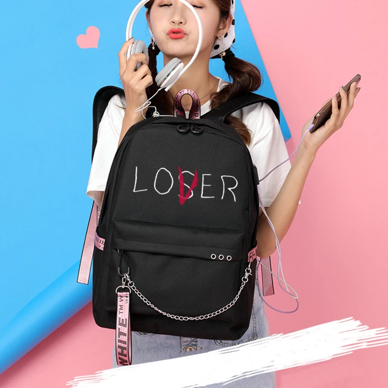 Большие Школьные сумки Lover Loser для девочек подростков usb рюкзак зарядки женская