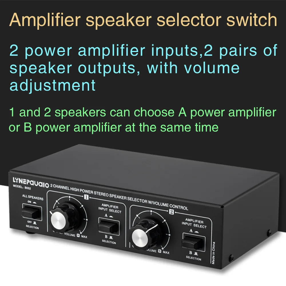 

2 in 2 out passive power amplifier speaker selection switcher speaker comparator output with volume adjustment without loss