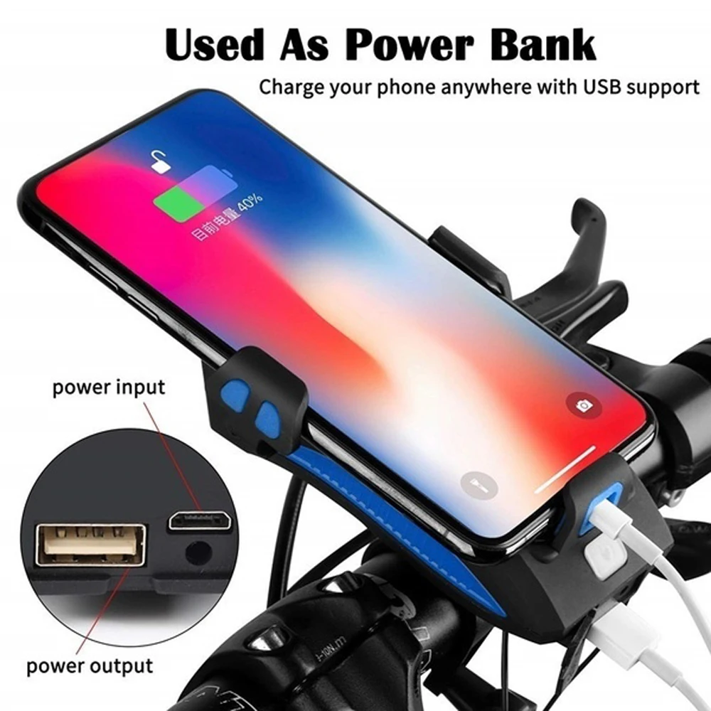 Clearance 4 In 1 Bike Light USB Highlight Bicycle Phone Holder Cycling Horn Led Light 4000MAH Power Bank 130DB Bell Speaker Rechargeable 1 Clearance 4 In 1 Bike Light USB Highlight Bicycle Phone Holder Cycling Horn Led Light 4000MAH Power Bank 130DB Bell Speaker Rechargeable 1