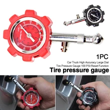 Высокая точность 100 фунтов/кв. дюйм, датчик давления в шинах, металлический автомобиль, грузовик, транспортное средство, измерительный инструмент, портативный большой циферблат, функция сброса
