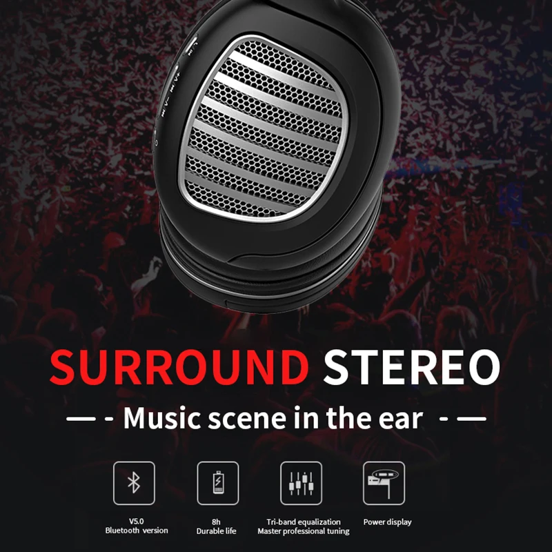 V5.0 Bluetooth наушники 3D стерео Беспроводная гарнитура фитнес складные Игровые наушники с микрофоном FM TF карта шумоподавление