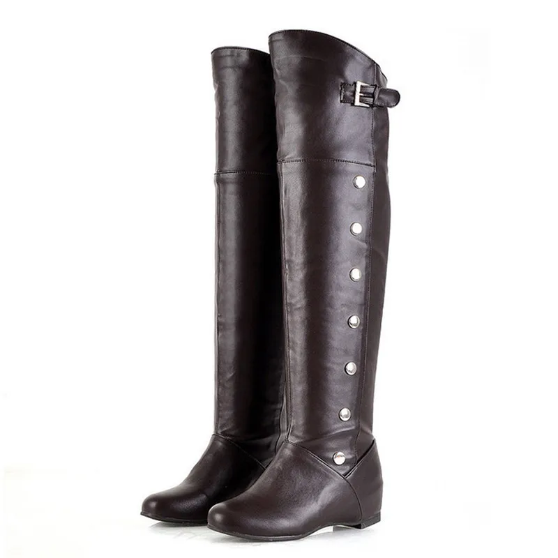 

Winter Thigh High Boots Ladies retro Roman over the knee boots Black White Boots Flat Knight Boots Large Size Long Tube Boots