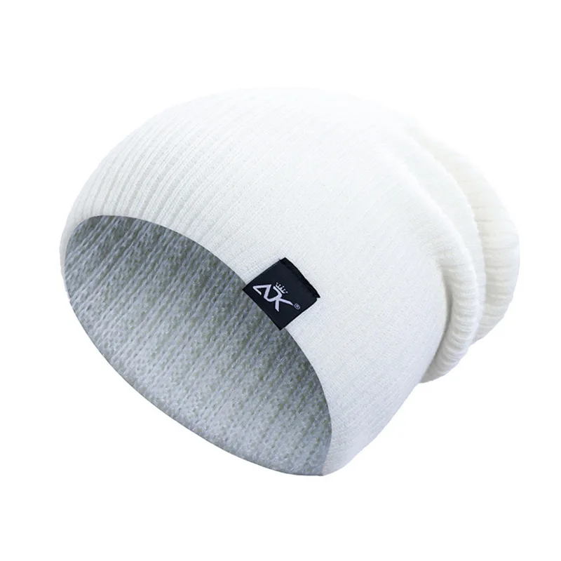 Прямая поставка, повседневные шапочки с буквенным принтом настоящего цвета для мужчин и женщин, модная вязанная зимняя шапка, одноцветная шапка в стиле хип-хоп, шапка унисекс - Цвет: white