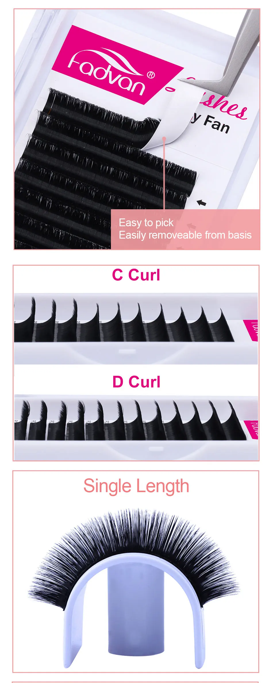 Fadvan Easy Fan наращивание ресниц DIY 2d/3d/5d/6d искусственные норковые ресницы шелковые объемные ресницы для наращивания 0,07 мм толщина Авто цветение