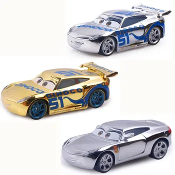

Disney Pixar Cars 3 Gold Silver Lighting McQueen 1:55 Diecast Metal Alloy Model Car Toys Children Christmas Gift