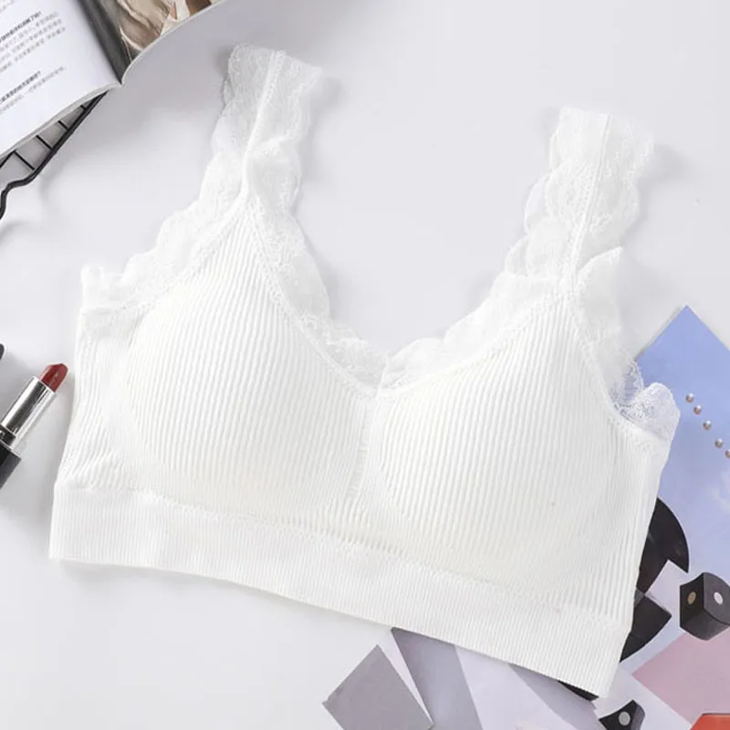 White Модный кружевной бюстгальтер с оборками beauty Back Бесшовные бюстгальтеры для женщин без стальных колец бюстгальтер Nderwear - Цвет: White
