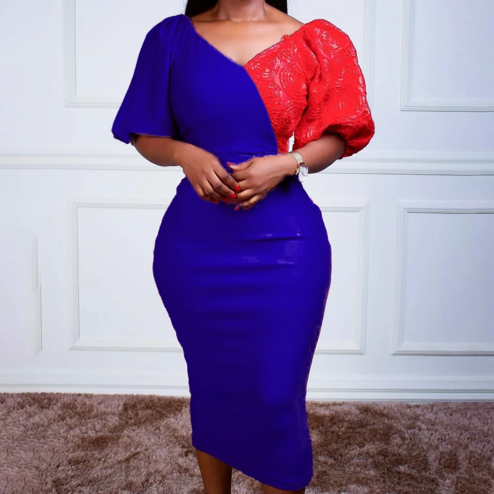 

African Dresses For Women 2021 Spring Autumn Africa Clothing Long Sleeve Dress Sexy V-Neck Perspective Slim Dress Office Lady