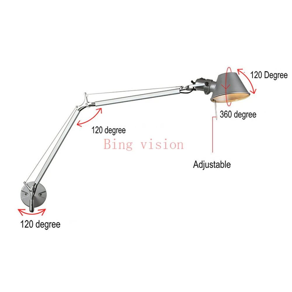 Промышленный ветер простой современный складной настенный светильник длинный поворотный Рычаг Регулируемый алюминиевый бра лампы телескопические Настенные светильники для спальни
