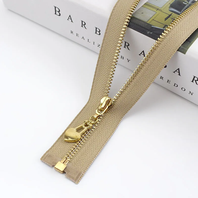 khaki Металлическая молния 3# с открытым концом 40/50/60/70 см с золотыми зубьями для застежки-молнии для сумки кошелек пуховик, куртка, юбка, аксессуары для одежды ZA038 - Цвет: khaki