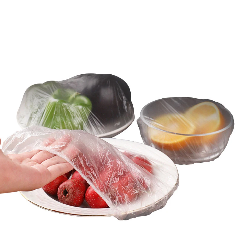 Food Cover 100 Pcs Food Grade Plastic Food Cover Stretch Lids Elastic Bowl Cover Kitchen Wrap Fresh Keeping Plastic Caps Cookware Kitchen
