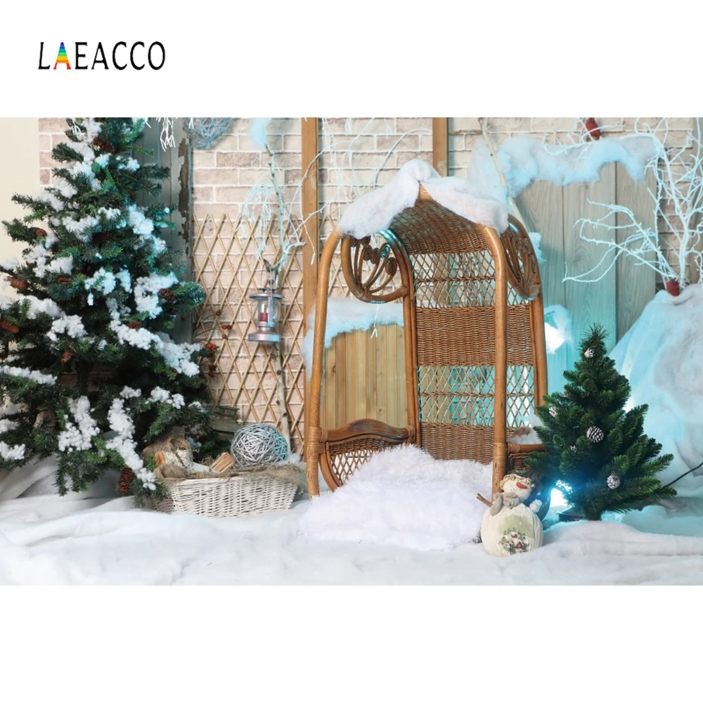 

Laeacco Christmas Photography Backgrounds Customized Snow Baby Party Vinyl Photocall Photographic Backdrops For Photo Studio