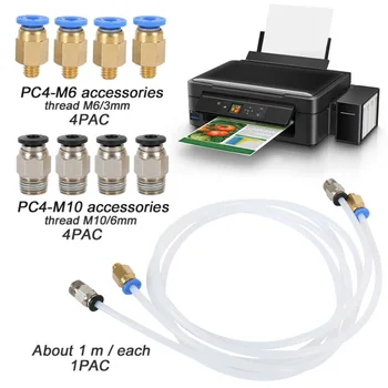 

2*PTFE Guide Tube+4*PC4-M6 Quick Fitting+4*PC4-M10 Connector For 3D Printer Brand New And High Quality