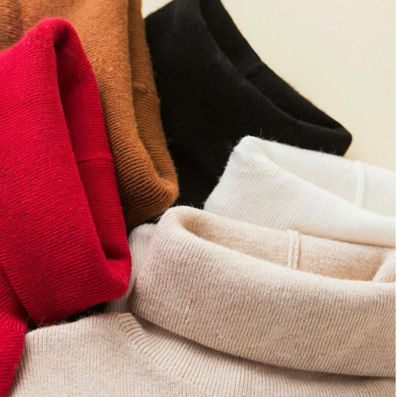 

100% Cashmere Turtleneck Sweater Women Winter 2019 Solid Warm Festive Red Ladies Knit Pull Femme Plus Size Slim Elastic Jumper