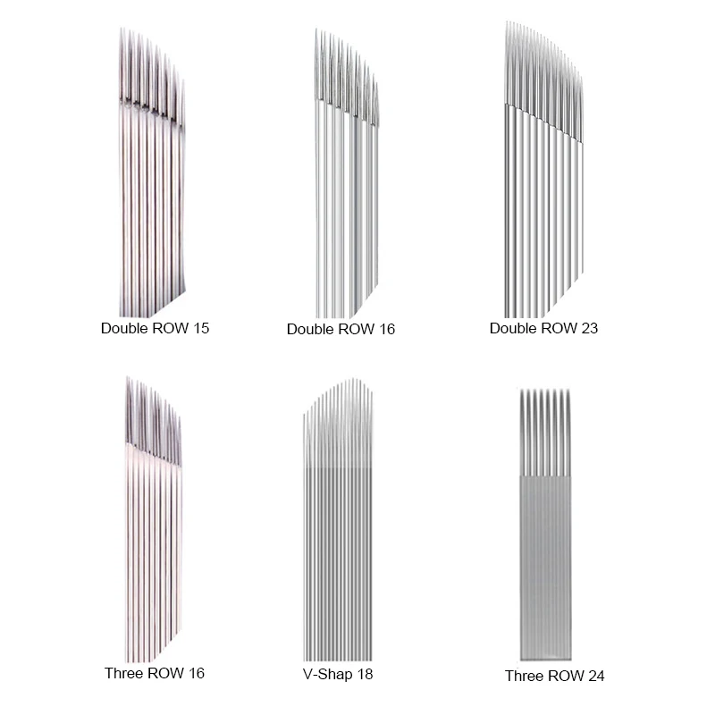 Série curvada das agulhas do bordado, sombreamento de Microblading, liso dobro, composição permanente, únicas fileiras triplas, lâminas tridimensionais